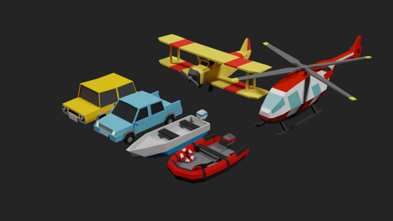 Lowpoly Vehicle Set 3D मॉडल .c4d .max .obj .3ds .fbx .stl .blend 