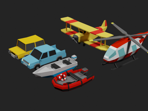 Lowpoly Vehicle Set 3D मॉडल
