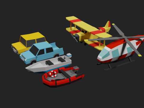 Lowpoly Vehicle Set 3D मॉडल