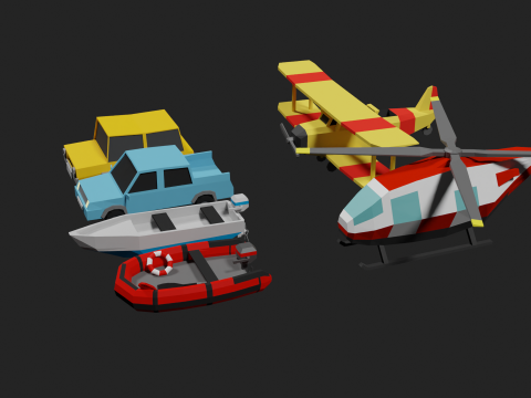 Lowpoly Vehicle Set 3D मॉडल
