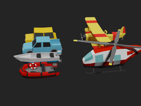 Lowpoly Vehicle Set 3D मॉडल