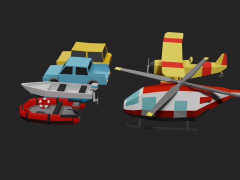 Lowpoly Vehicle Set 3D मॉडल