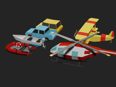 Lowpoly Vehicle Set 3D मॉडल