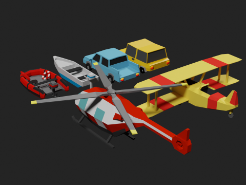 Lowpoly Vehicle Set 3D मॉडल