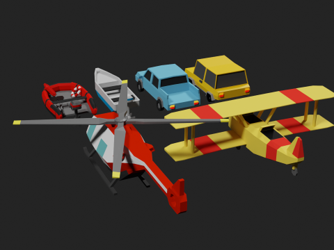 Lowpoly Vehicle Set 3D मॉडल
