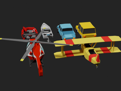 Lowpoly Vehicle Set 3D मॉडल