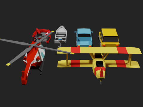 Lowpoly Vehicle Set 3D मॉडल