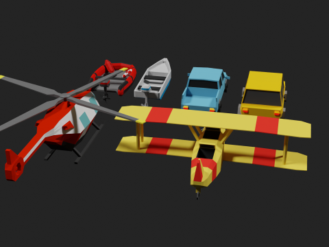 Lowpoly Vehicle Set 3D मॉडल