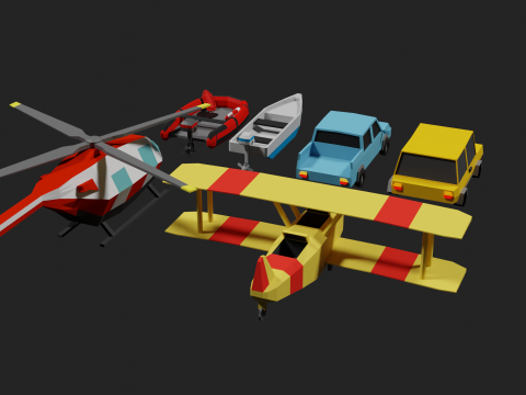 Lowpoly Vehicle Set 3D मॉडल