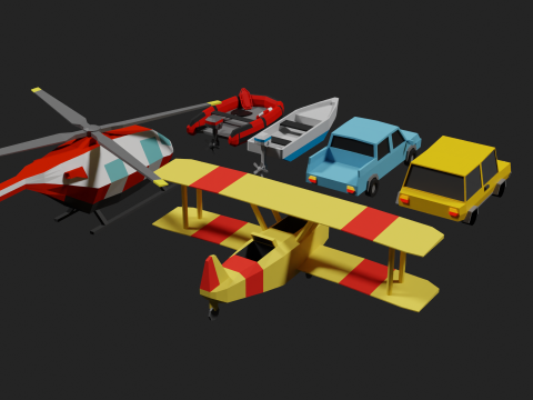 Lowpoly Vehicle Set 3D मॉडल