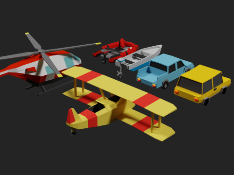 Lowpoly Vehicle Set 3D मॉडल