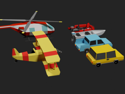 Lowpoly Vehicle Set 3D मॉडल