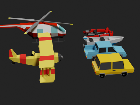 Lowpoly Vehicle Set 3D मॉडल