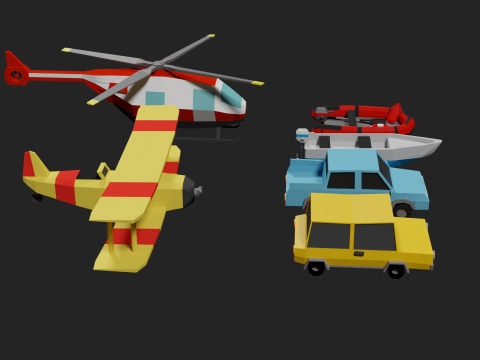 Lowpoly Vehicle Set 3D मॉडल