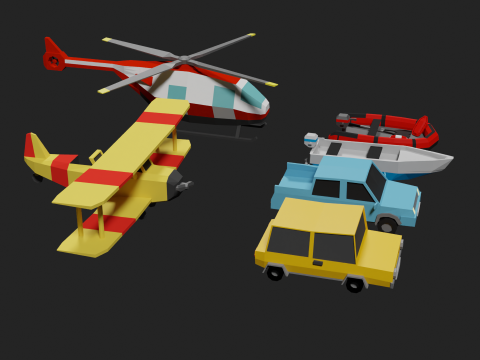 Lowpoly Vehicle Set 3D मॉडल