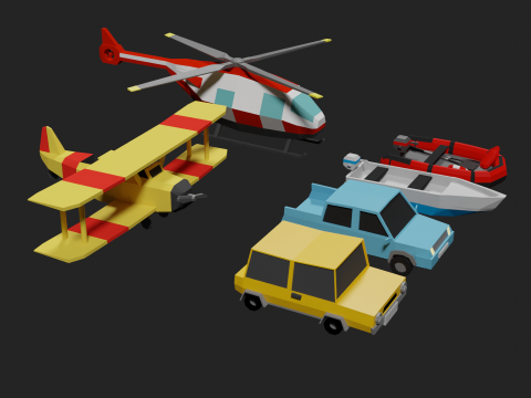 Lowpoly Vehicle Set 3D मॉडल
