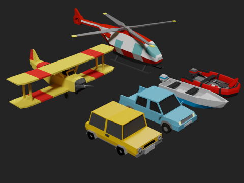 Lowpoly Vehicle Set 3D मॉडल