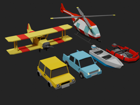 Lowpoly Vehicle Set 3D मॉडल
