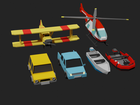 Lowpoly Vehicle Set 3D मॉडल