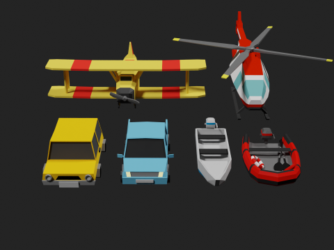 Lowpoly Vehicle Set 3D मॉडल