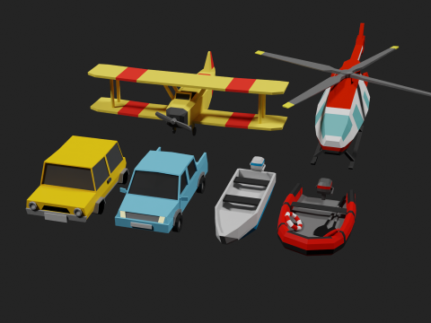 Lowpoly Vehicle Set 3D मॉडल