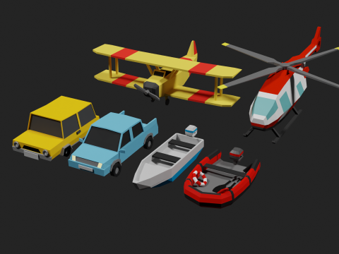 Lowpoly Vehicle Set 3D मॉडल