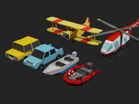 Lowpoly Vehicle Set 3D मॉडल