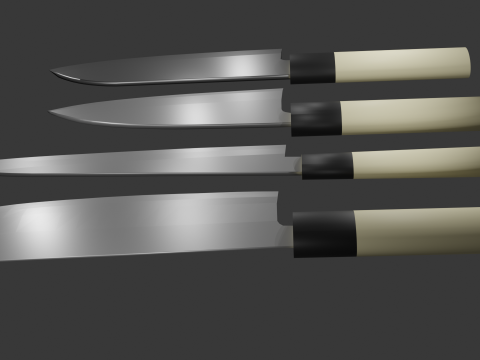 日本刀 Kodeba Nakiri Santoku 生鱼片 3D 模型