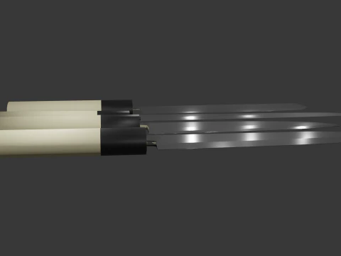Japanese Knifes Kodeba Nakiri Santoku Sashimi 3D Model