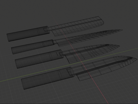 日本刀 Kodeba Nakiri Santoku 生鱼片 3D 模型