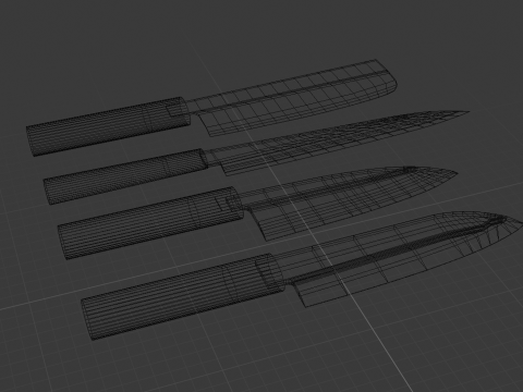 日本刀 Kodeba Nakiri Santoku 生鱼片 3D 模型