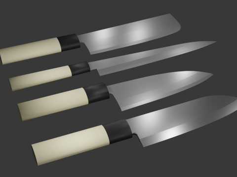 日本刀 Kodeba Nakiri Santoku 生鱼片 3D 模型