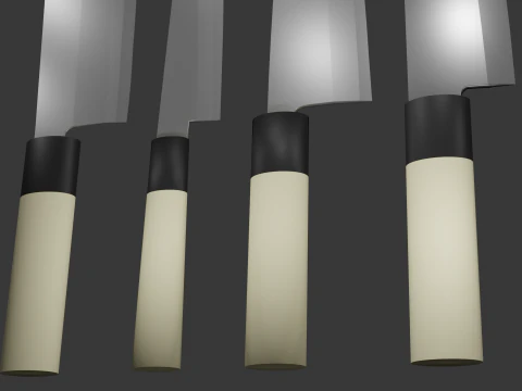 Japanese Knifes Kodeba Nakiri Santoku Sashimi 3D Model