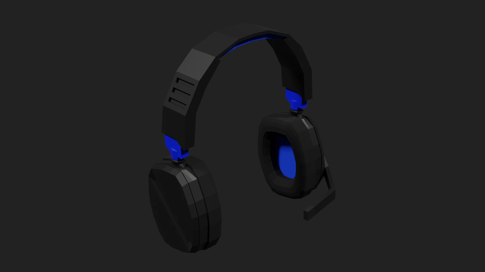 Lowpoly Style Gaming Headset 3D Model .c4d .max .obj .3ds .fbx .stl .blend 