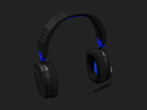 Lowpoly Style Gaming Headset Model 3D
