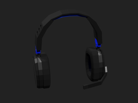 Lowpoly Style Gaming Headset Model 3D