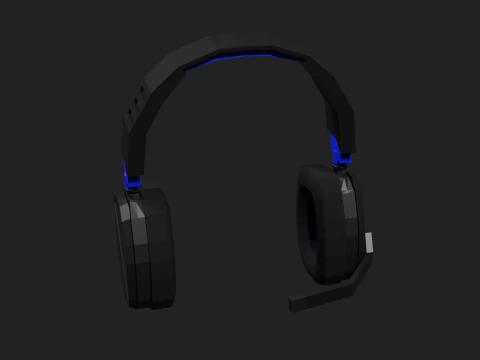 Lowpoly Style Gaming Headset 3D Model