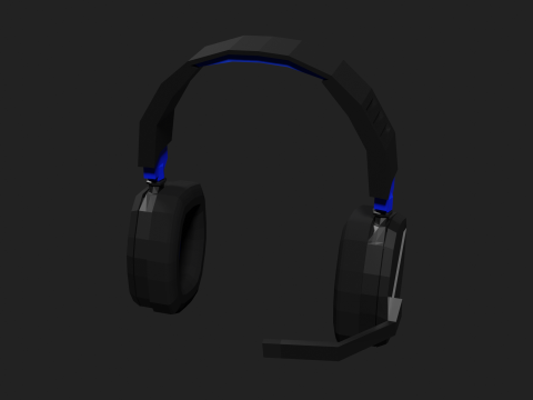 Lowpoly Style Gaming Headset Model 3D