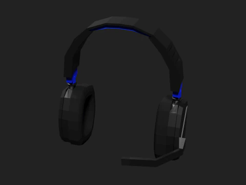 Lowpoly Style Gaming Headset 3D Model