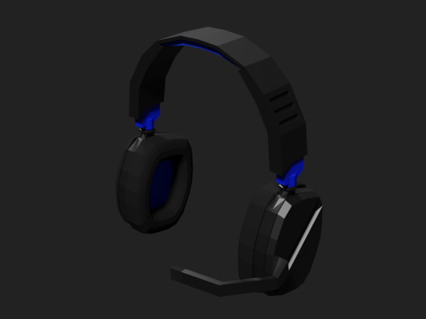 Lowpoly Style Gaming Headset Model 3D