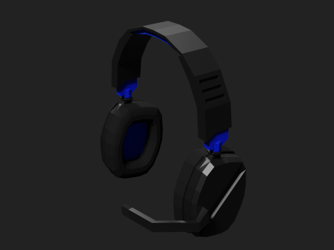Lowpoly Style Gaming Headset Model 3D