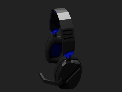 Lowpoly Style Gaming Headset Model 3D