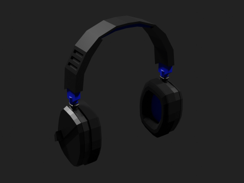 Lowpoly Style Gaming Headset Model 3D