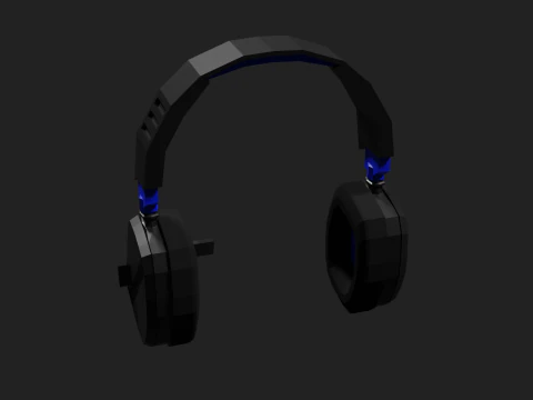 Lowpoly Style Gaming Headset 3D Model