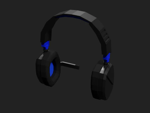 Lowpoly Style Gaming Headset 3D Model