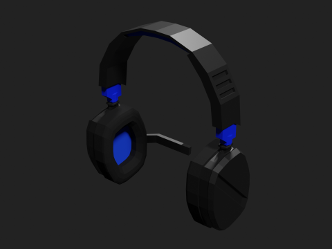 Lowpoly Style Gaming Headset Model 3D