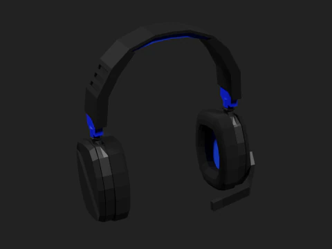 Lowpoly Style Gaming Headset 3D Model