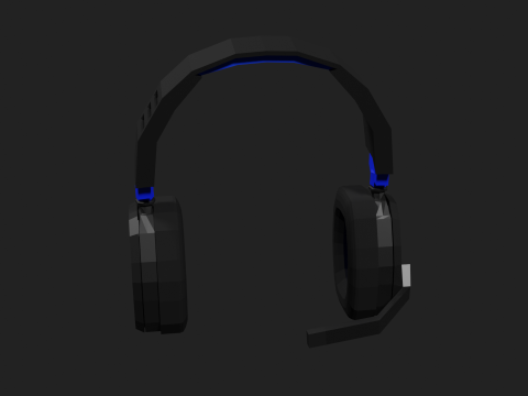 Lowpoly Style Gaming Headset Model 3D
