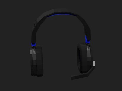 Lowpoly Style Gaming Headset 3D Model