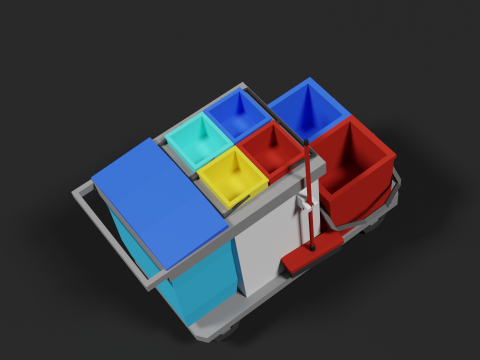 Lowpoly Cleaning Cart 3D Model
